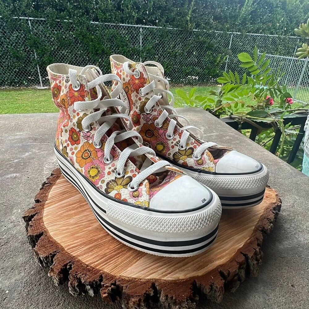 Converse Chuck Taylor All Star Unite Floral Platform Sneakers Size 7 - Picture 2 of 8